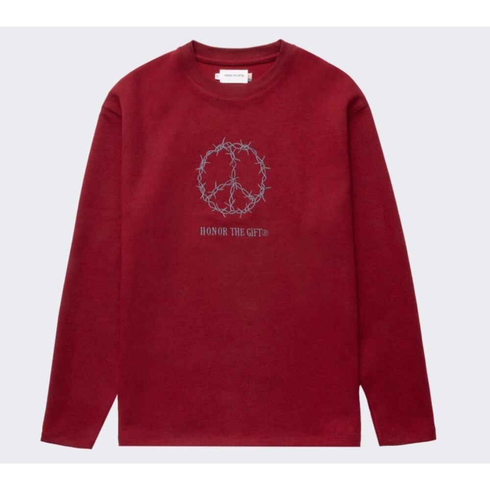 NWT Honor the Gift, HTG, Peace Long Sleeve Tee Crew Neck, Burgundy, XL